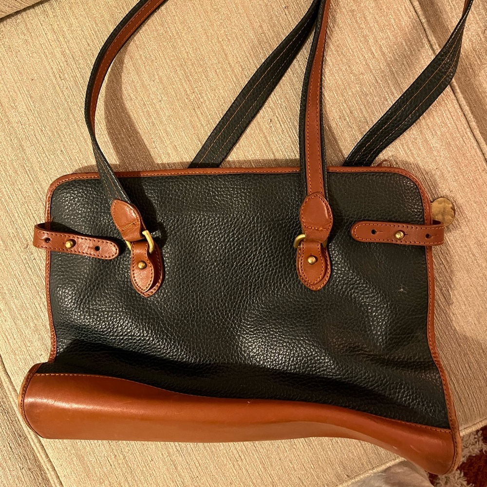 Dooney and Bourke leather satchel handbag purse black and brown